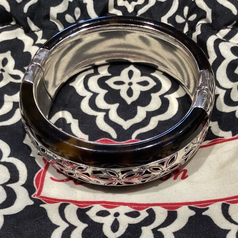 Brighton Leopard & Silver Hinged Cuff